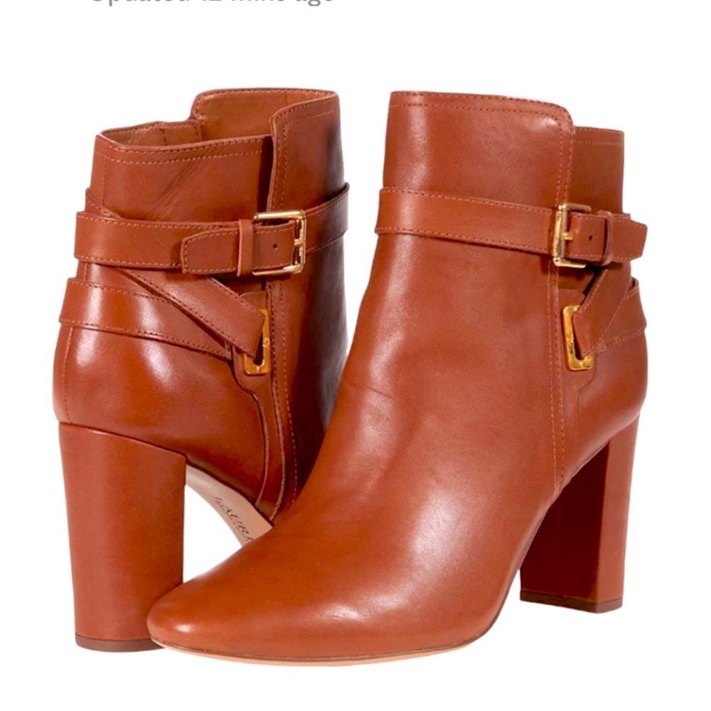 Lauren by Ralph Lauren Mackinley Deep Saddle Tan Leather Ankle Boot 10B